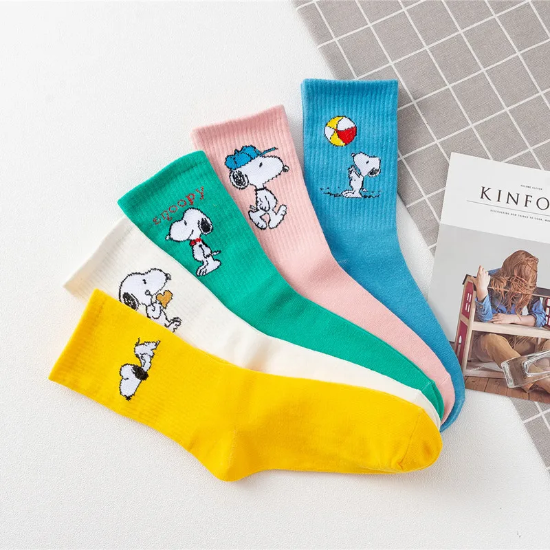 New Snoopy Socks Sports Cotton Autumn and Winter High Socks Women's College Style Ins Cotton Socks Girls Gift 4