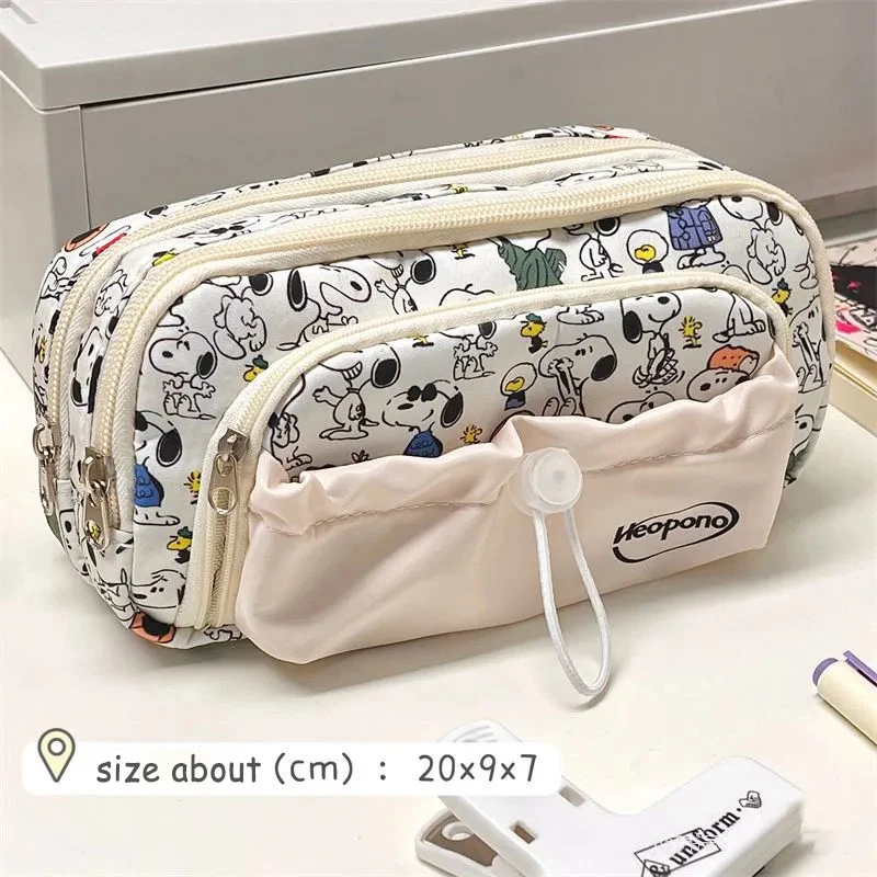 Anime Snoopy Pencil Case Drawstring Cartoon Pen Bag Large Capacity Women Students Girls School Stationery Storage Kids Pen Box 2