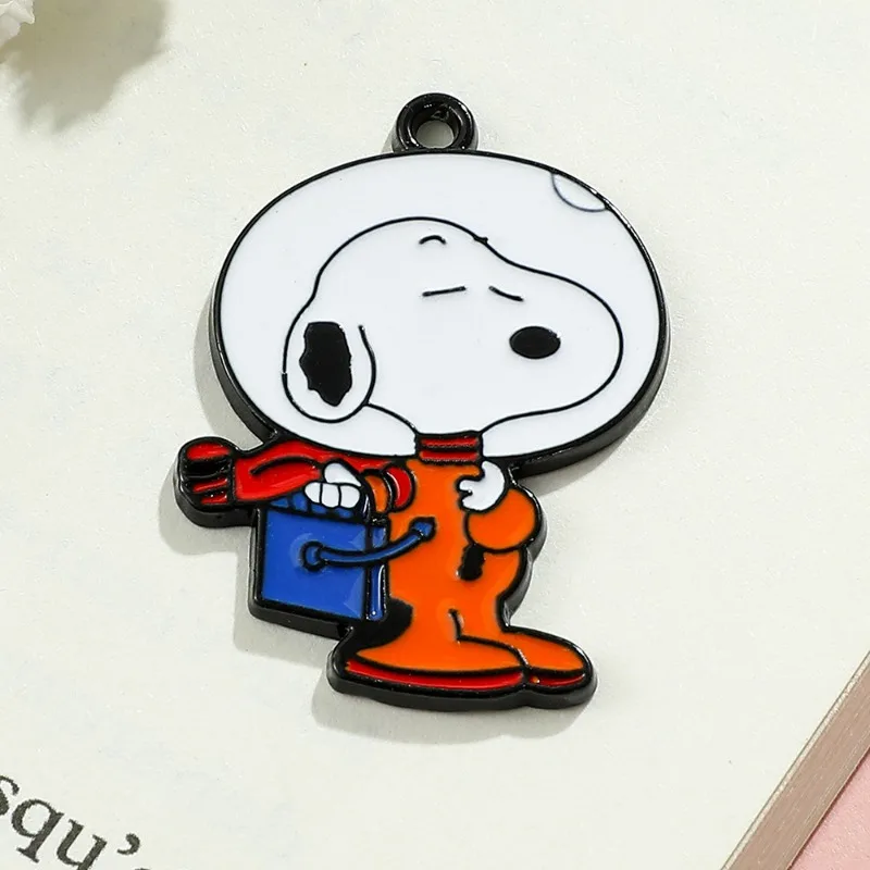 Astronaut Snoopy Alloy Enamel Pendant Cute Cartoon Anime Charms Pendant For DIY Earrings Bracelet Necklace Jewelry Accessories 2