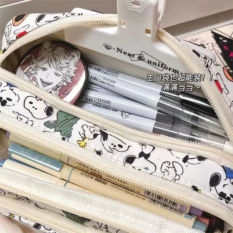 Anime Snoopy Pencil Case Drawstring Cartoon Pen Bag Large Capacity Women Students Girls School Stationery Storage Kids Pen Box 6