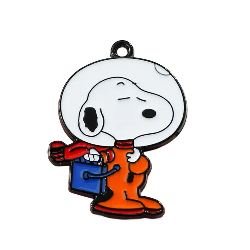 Astronaut Snoopy Alloy Enamel Pendant Cute Cartoon Anime Charms Pendant For DIY Earrings Bracelet Necklace Jewelry Accessories 6
