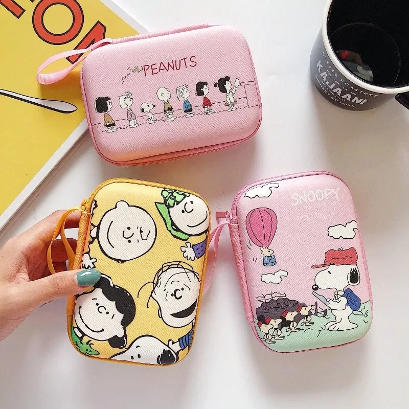 Snoopy Headphone Storage Bag Cute Large Capacity Coin Bag Portable Bag Animation Headphone USB Data Cable U Stick Storage Box 2